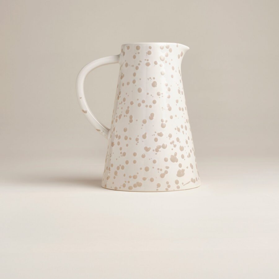 Splatter Ceramic Pitcher - Tall 58 oz Drink Jug for Water Juice Flowers and Table Serving