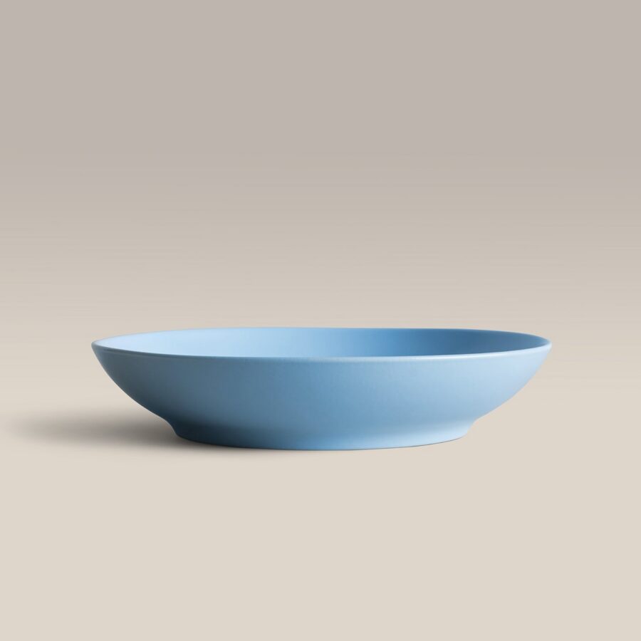 Wide Ceramic Low Serving Bowl - Shallow Salad and Pasta Bowl